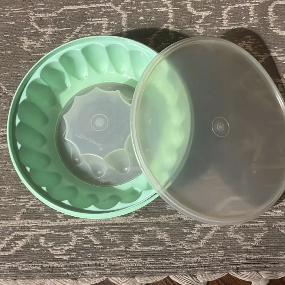 Vintage Tupperware Jello Mold Retro Lime Green Dessert Container Collector 3 Pc
